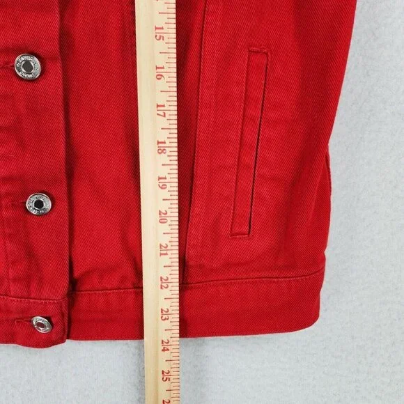 MSGM Jacket Womens Large Red Denim Trucker Milano Cotton Made In Italy Logo